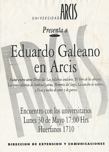 Cartel Eduardo Galeano Arcis_P Zamorano 350x486px